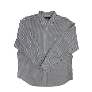 Polo Ralph Lauren men's navy + white striped classic button-down shirt Size XXL